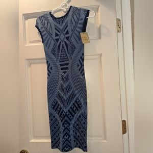 Torn By Ronny Kobo Black and Blue Jacquard Dress